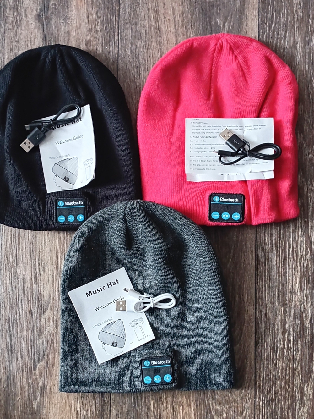 Bluetooth Knit Beanie Bundle Of 3 with Built-In Controls